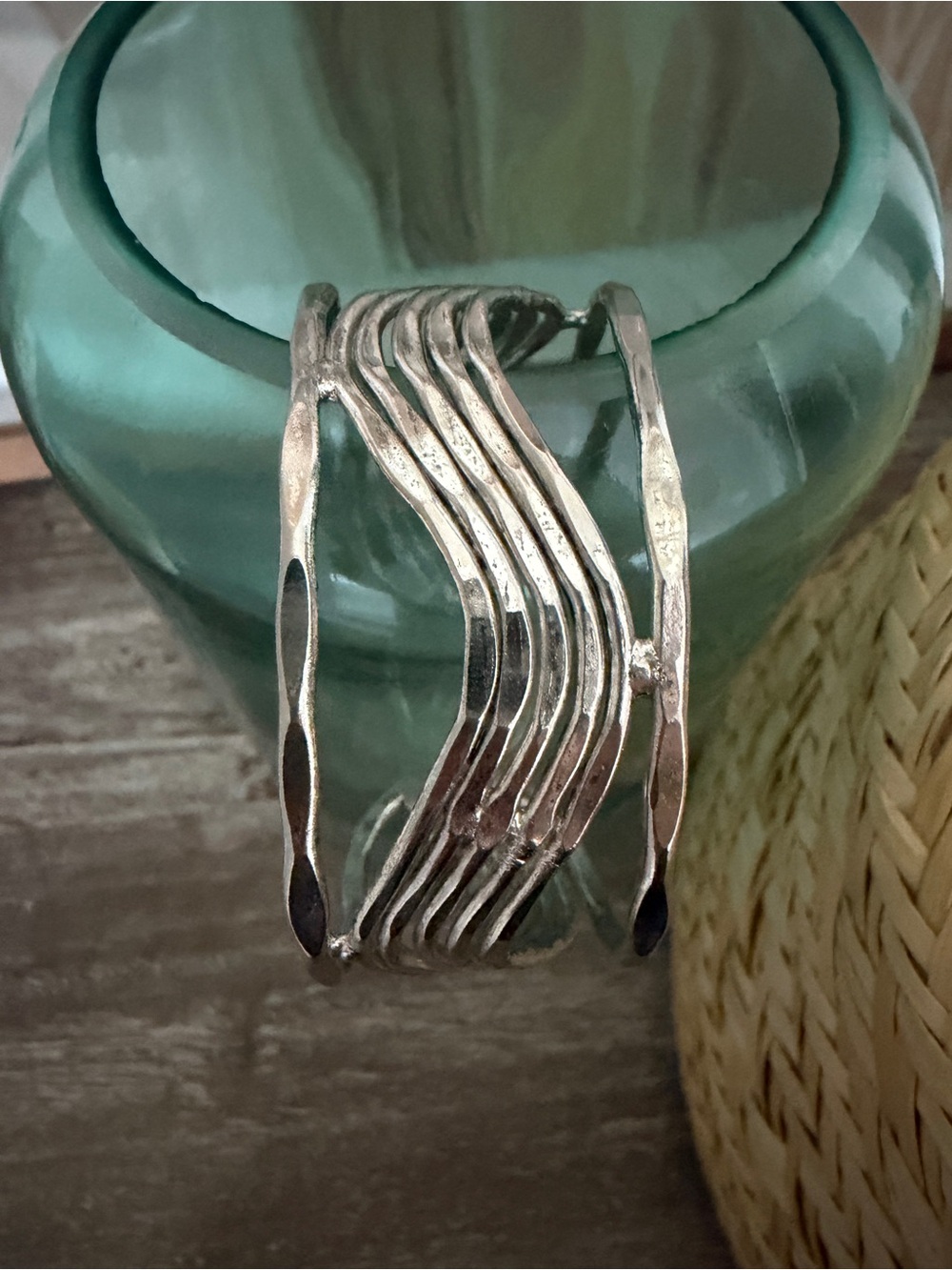 Open Wave Multi-Band Cuff Bracelet - Silver Over Brass Women Jewelry - Picture 7 of 7
